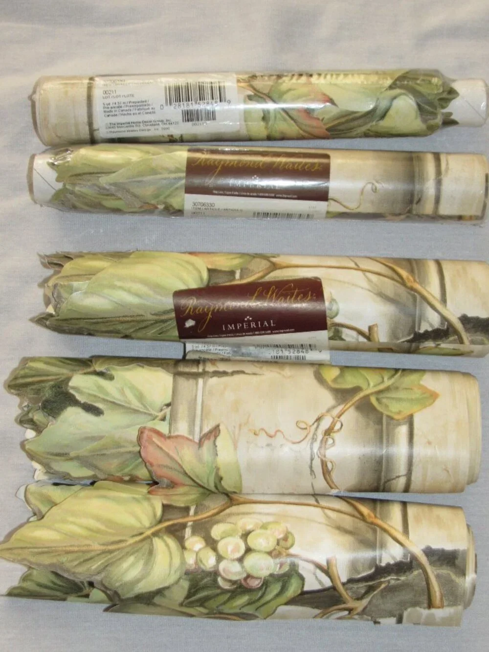 NEW Vintage Raymond Waites Imperial Wallpaper Border Ivy Grapes 2 Sealed Rolls +